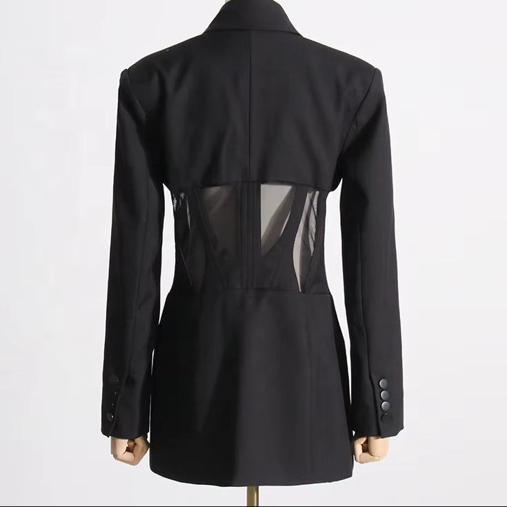 OUDINA Fashion Sense Lace up Unique Irregular Casual Blazer Suit Jacket Ladies Blazers for Women