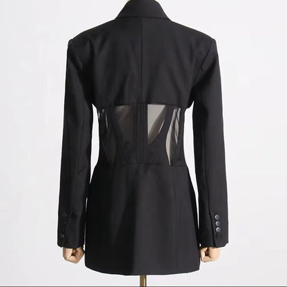 OUDINA Fashion Sense Lace up Unique Irregular Casual Blazer Suit Jacket Ladies Blazers for Women