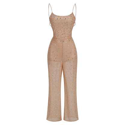  Sequin  Mesh Jumpsuit 