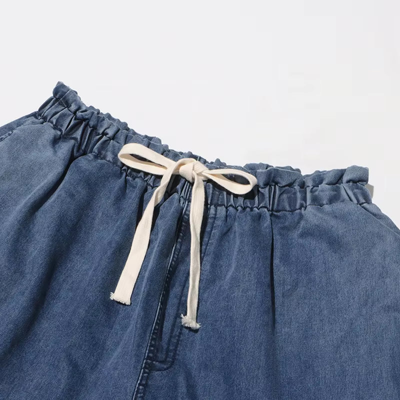OUDINA Fashion Casual Elastic Waist Drawstring Bow Women'S Cargo Jeans High Waist Jeans Simple Women'S Jeans