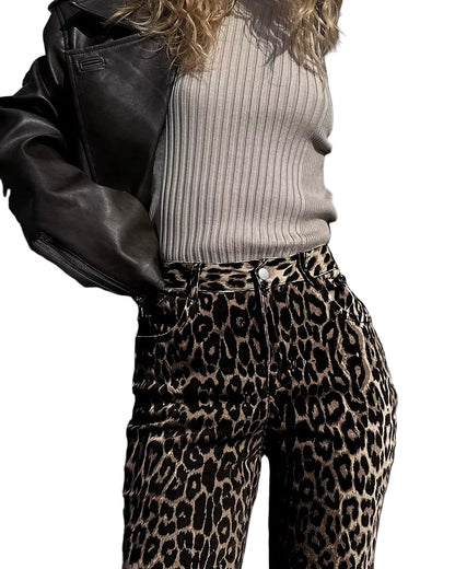 OUDINA New Streetwear Jeans for Women Slimming High-Draping Spliced Pleated Straight Leg Pants for Women