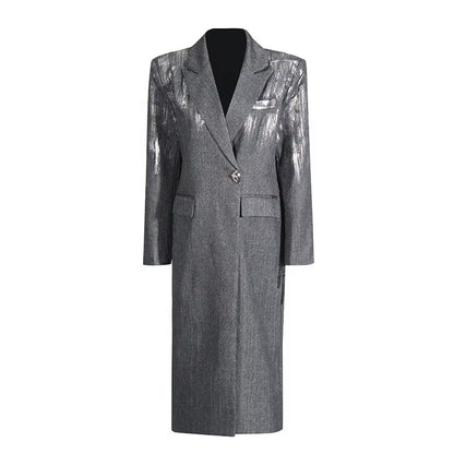 OUDINA Trendy Simple Printed Paint Trench Coat Women Casual Long Coat Single-Button Women'S Trench Coats