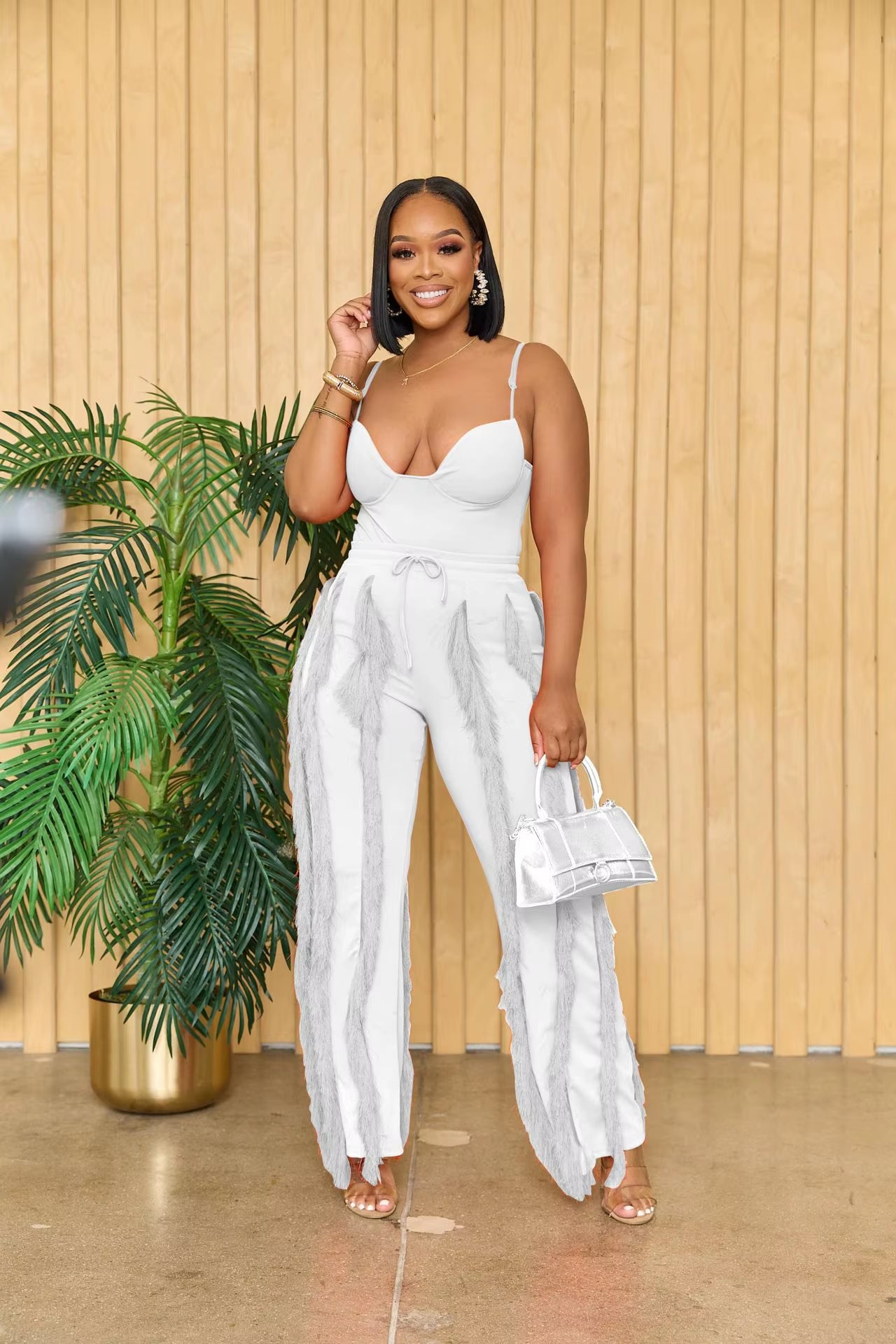  Tassel Bodysuits Two Piece Pants Sets 