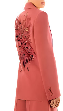 OUDINA Factory Wholesale Clothing Profession Embroidery Hollow Straight Trousers Two Pieces Office Set Suits for Women