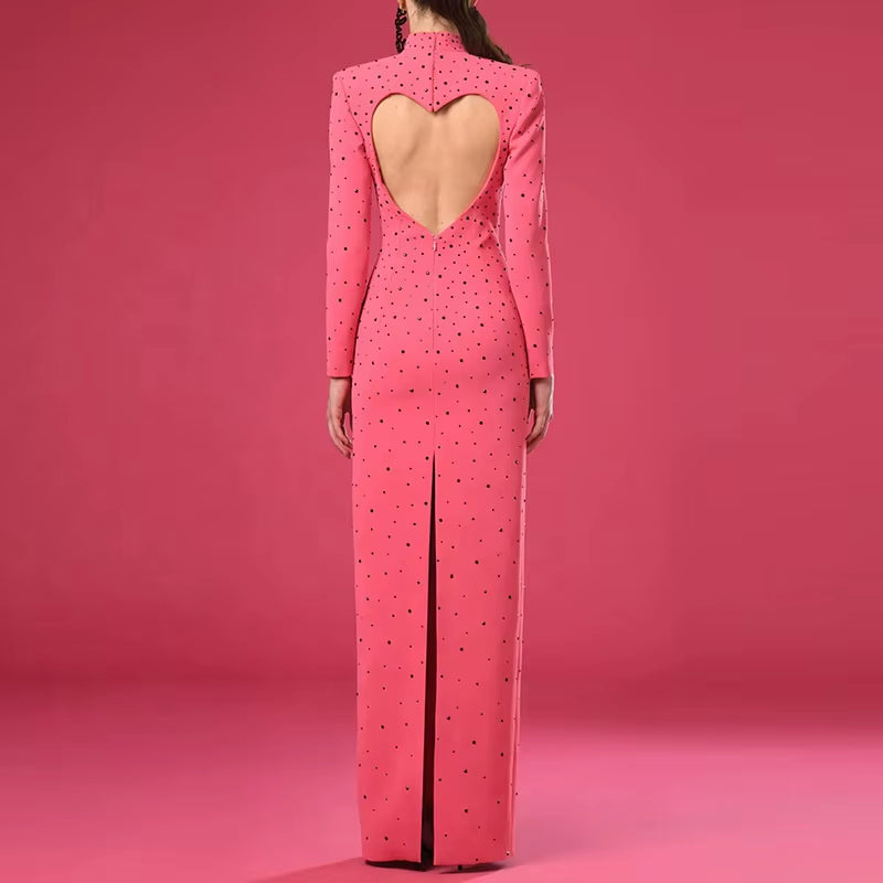 DRESS 3-------Long Heart Shape Backless Rhinestone Diamond Gown Dresses Women Lady Elegant Evening Dress