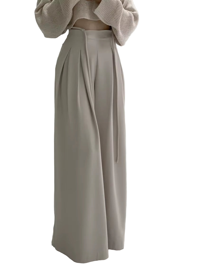 OUDINA New Women'S Palazzo High Waist Drape Casual Drawstring Floor-Mopping Wide Leg Pant Trousers Pants for Women