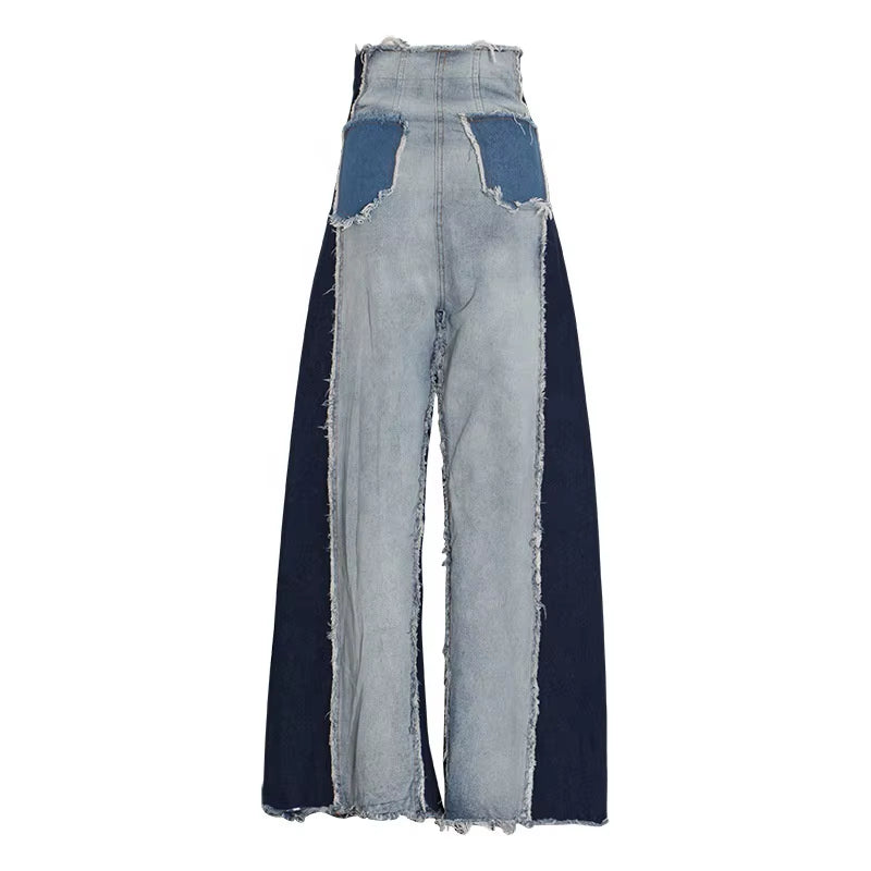 OUDINA Trend Boutique Loose Flared Trousers Mopping Casual Baggy Femmes Pants for Women'S Jeans