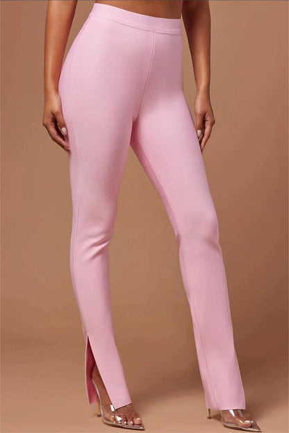 OUDINA Autumn New Sexy Knitted Sets Women Low Collar Vest Long Flared Casual Pants Two Piece Set