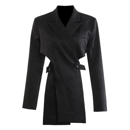 OUDINA Fashion Casual Backless Cut Irregular Women'S Blazer Jacket Simple Ladies Blazers Elegant Blazers for Women