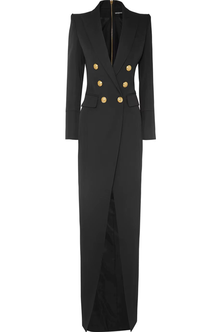  Double Breasted Black Back Zipper Blazer Dresses Lady Elegant Women Long Dress
