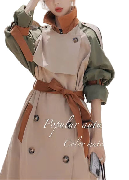 OUDINA Hot Selling Loose Casual Ladies Jackets and Coat Womens Long Windbreaker Women'S Trench Coats