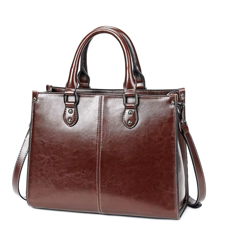 Westal High Quality Oil Wax Leather Handbags Vintage Women Laptop Bag Shoulder Messenger Bag Handbag Crossbody Bag