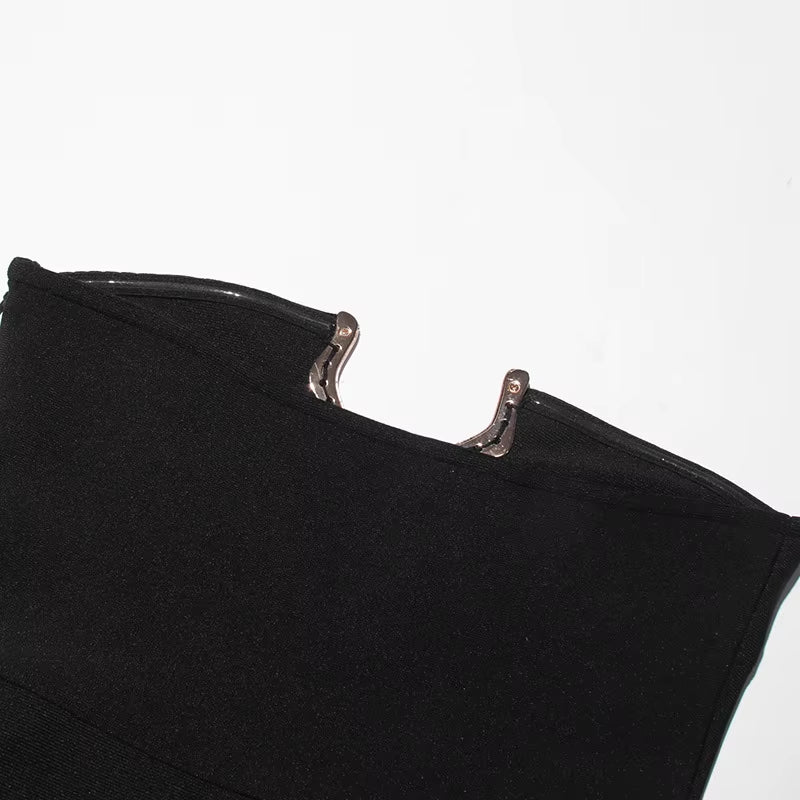 DRESS 4    t Tube Top V Neck Black Temptation Gilded Lock Slim Long Bandage Dresses Black Dress for Women
