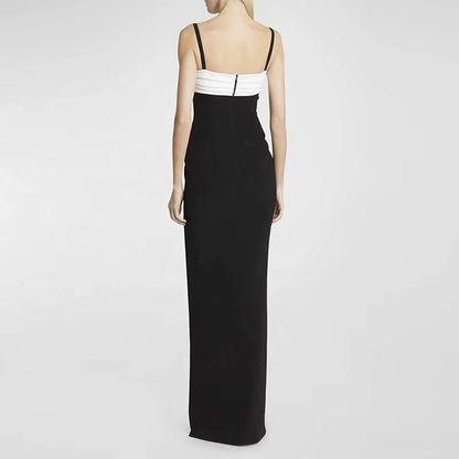 OUDINA Manufacturer Wholesale Sleeveless Contrast Color Sling Slit Long Floor Length Dress Luxury Gowns for Women Evening Dress
