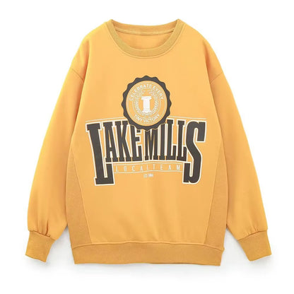 OUDINA Wholesale Casual Oversized Pattern Printed Crewneck Women'S Clothing Sweatshirt Women Sweatshirts