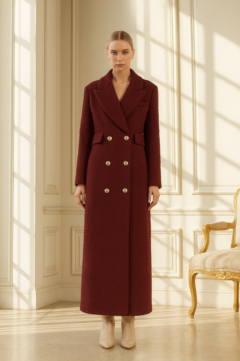 Double-Breasted  Long Vintage Winter Coat