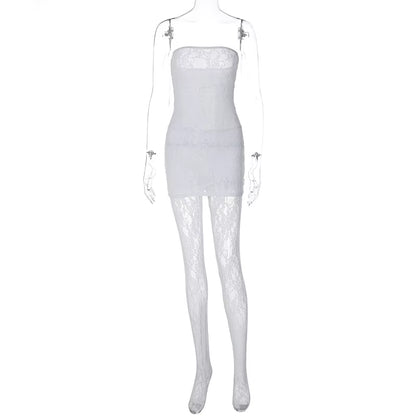 OUDINA Wholesale Hot-Selling Sexy Lace Stockings Women'S Sets Dress Mesh Women Two Piece Set