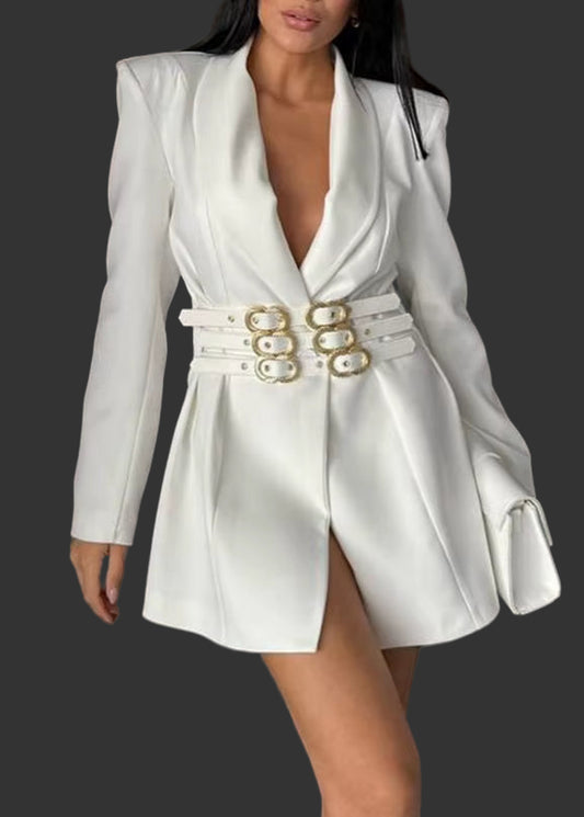 OUDINA Autumn New Commuter Style Belt Casual Elegant Solid Color Women'S Blazer Jacket Blazers Ladies Women