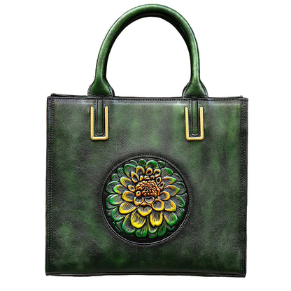 Designer Vintage Embossed Handbag Leather Shoulder Tote Bag Luxury Genuine Leather Handbags for Women