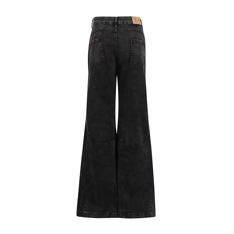  Splicing Casual Straight Leg Jean Pants