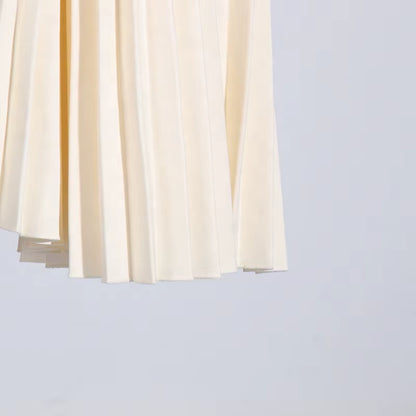 OUDINA Fashionable Elegant Lapel Hollow Splice Pleated Sleeveless Dress Simple Long Dresses for Ladies