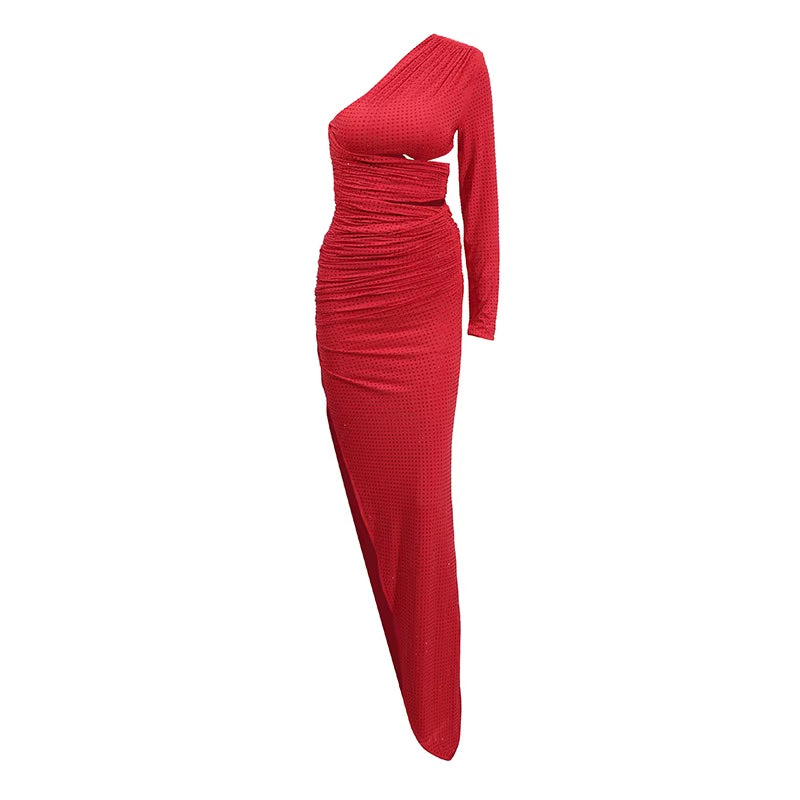 OUDINA New High Quality Fashion Elegant Evening Slim Waist Hip Long Red Dresses Women Dinner Party Dress