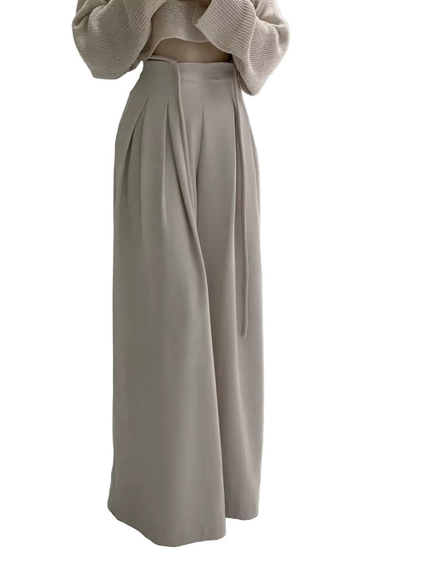 OUDINA New Women'S Palazzo High Waist Drape Casual Drawstring Floor-Mopping Wide Leg Pant Trousers Pants for Women