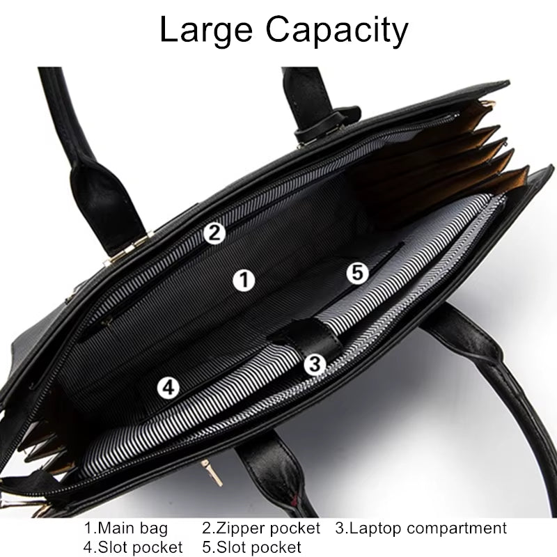 Women Leather Handbags Large Capacity Ladies Business Briefcase Shoulder Bags 13 Inch Laptop Bag Tote Bags for Women Leather