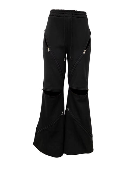 OUDINA Fashion Simple Mid-Waist Solid Drawstring Pants Loose Ladies Pants Casual Women'S Pants