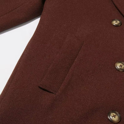 OUDINA Fashion Solid Double-Breasted Straight Long Vintage Winter Coat Elegant Trench Coats Women Casual Coats for Women