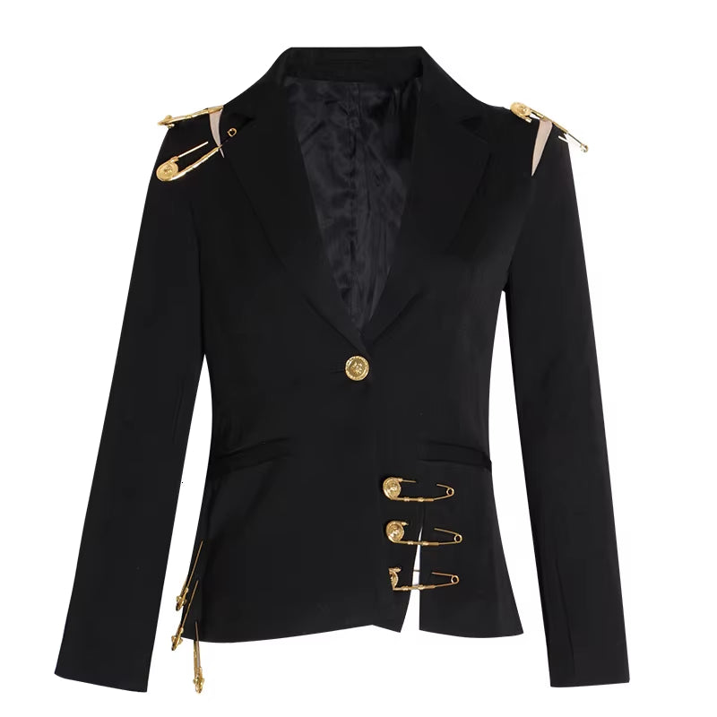 Mesh Patchwork Blazer Lady Long Sleeve Slim-Fit Coat Wholesale