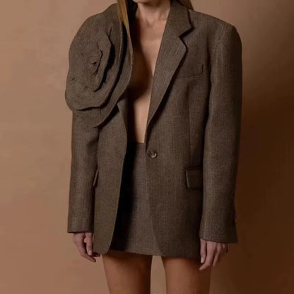 OUDINA Fashion Flower Stripes Blazers Jacket Embroidery Women Blazers Formal Women'S Suits Blazers