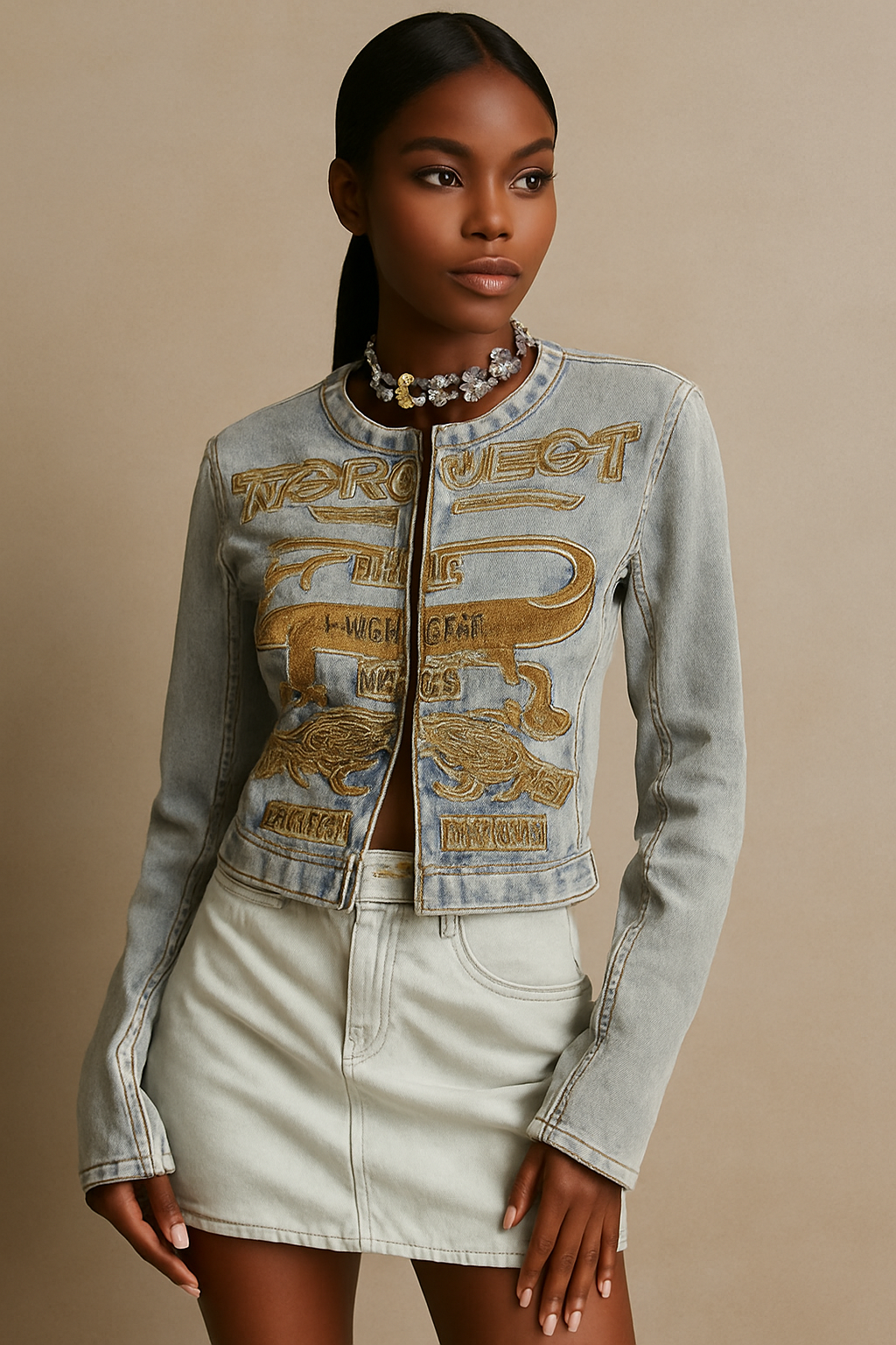 Chic Paris Reign Embroidered Denim Jacket for Women